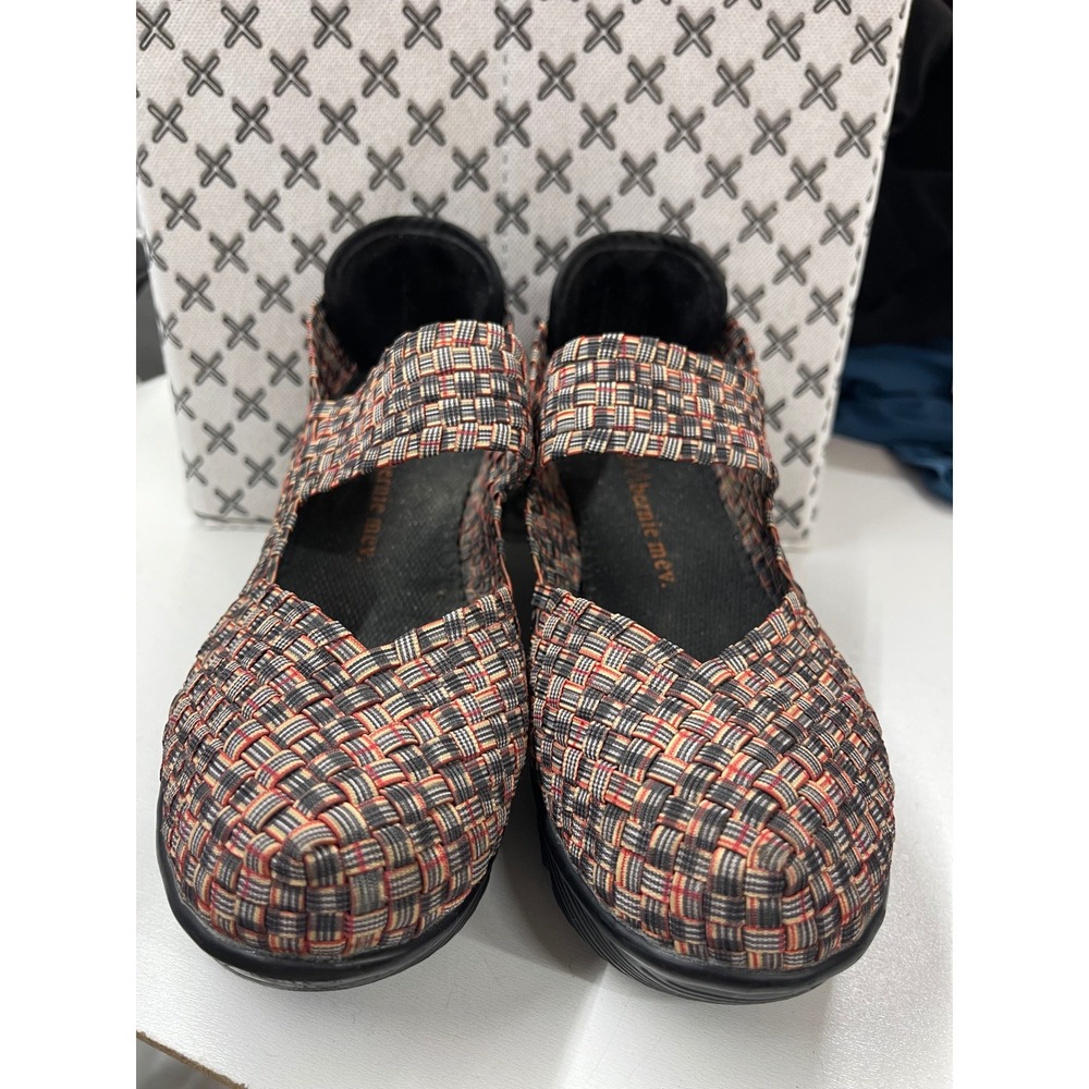 Bernie Mev Lulia Multi Color Woven Elastic Wedge Mary Jane Pumps Size 37